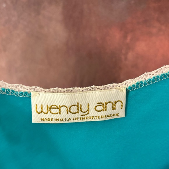 Very Neat Wendy Ann Turquoise Satin and Lace Slip - Picture 4 of 5